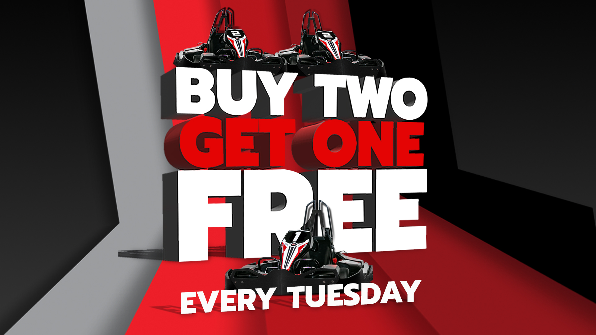 Buy two get one free every Tuesday